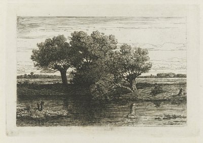 Kalastaja pollarin pajujen luona tekijältä Willem Roelofs (I)