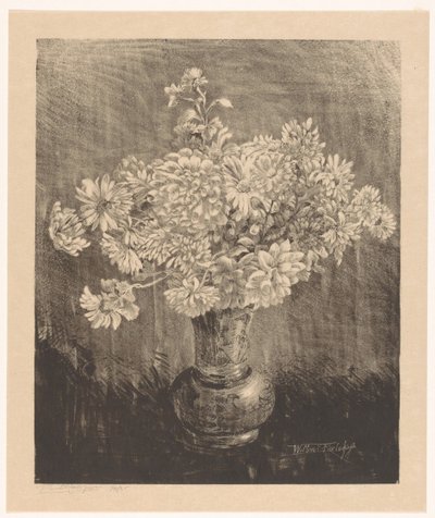 Krysanteemit maljakossa tekijältä Willem Roelofs (II) (signed by artist)