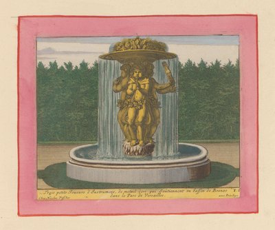 Brunnen mit einer Statue von drei Musikern, die eine Schale über ihren Köpfen tragen tekijältä Willem Swidde