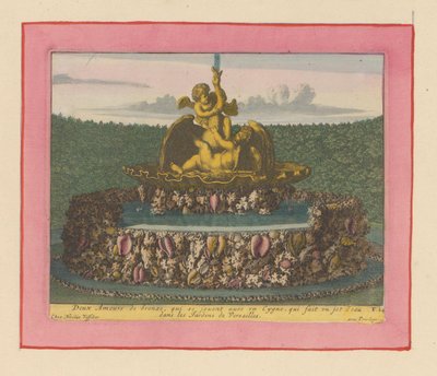 Brunnen mit zwei Putti, die mit einem Schwan spielen tekijältä Willem Swidde