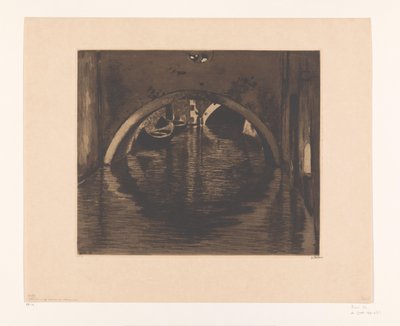 Näkymä sillan alta kahdella soutuveneellä Under the Bridge, Venetsia (alkuperäinen nimi) tekijältä Willem Witsen (signed by artist)