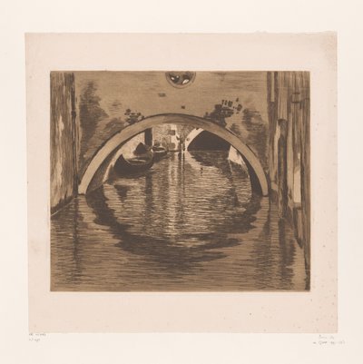 Näkymä sillan alta kahdella soutuveneellä Under the Bridge, Venetsia (alkuperäinen nimi) tekijältä Willem Witsen (signed by artist)