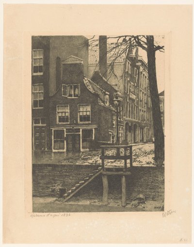 Näkymä Bierhavenille ja Oranjestraatille Rotterdamissa tekijältä Willem Witsen (signed by artist)
