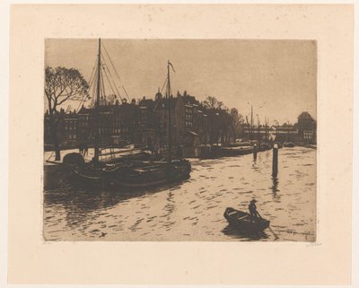 Näkymä Leuvehavenille Rotterdamissa tekijältä Willem Witsen (signed by artist)