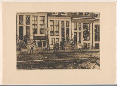 Näkymä taloista Oude Waalilla Amsterdamissa Amsterdam Oude Waal (otsikko esineessä) tekijältä Willem Witsen (signed by artist)