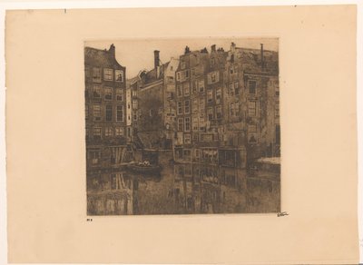 Oudezijds Voorburgwal ja Oudezijds Kolk Amsterdamissa tekijältä Willem Witsen (signed by artist)