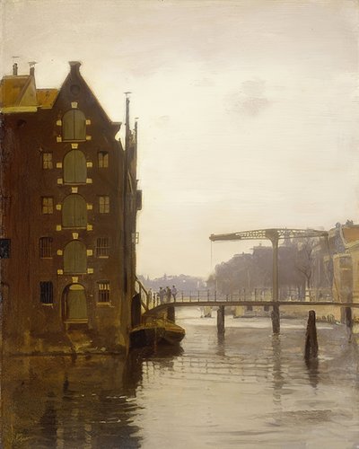 Bodenspeicher in einer Amsterdamer Gracht (varastot Amsterdamin kanavalla Uilenburgissa) tekijältä Willem Arnoldus Witsen