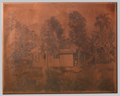 Buitenzorg, talo, jonka taustalla on tulivuori tekijältä Willem Arnoldus Witsen