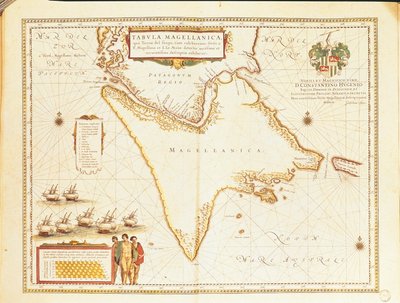 Magellanin salmi Willemin ja Joan Blaeun Theatrum Orbis Terrarumilta tekijältä Willem and Joan  Blaeu