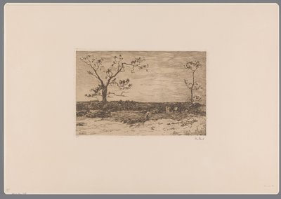 Maisema, jossa on paljaita puita ja puunhakkureita Ladataan lehtiä (alkuperäinen nimi) tekijältä Willem de Zwart (signed by artist)