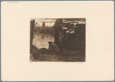 Mies sataman laiturilla Laiturilla (alkuperäinen nimi) tekijältä Willem de Zwart (signed by artist)