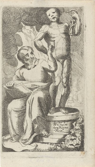 Kuvitus kirjan "Meditationes in magni Hippocratis" nimisivulle tekijältä Willem ten Rhijne