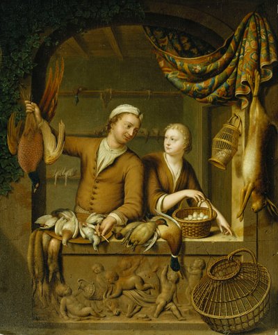 Siipikarjan myyjät, 1727 tekijältä Willem Van Mieris
