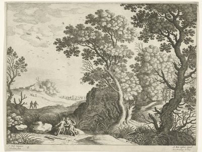 Maisema Dianan ja nymfin kanssa Italian maisemat (sarjan nimi) tekijältä Willem van Nieulandt (II)