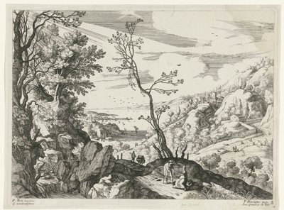Maisema Juudan ja Tamarin kanssa Italian maisemat (sarjan nimi) tekijältä Willem van Nieulandt (II)