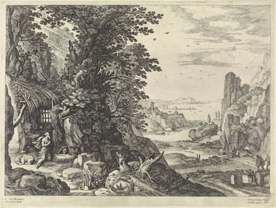Maisema Saint Jerome kanssa tekijältä Willem van Nieulandt (II)