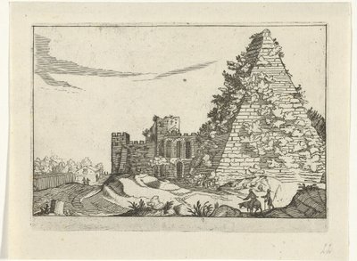 Piramidi van Gaius Cestius Rooman rauniot (sarja 2) (sarjan nimi) tekijältä Willem van Nieulandt (II)