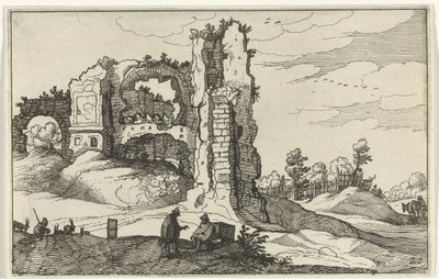 Raunio portilla Roomalaiset rauniot ja rannikkomaisemat (sarja 1) (sarjan nimi) tekijältä Willem van Nieulandt (II)