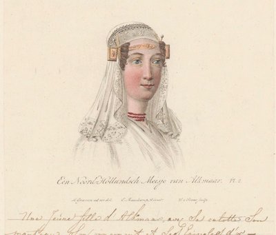 Alkmaarin tytön päähine, 1816 Pohjois-Hollannin tyttö Alkmaarista / Une Jeune d