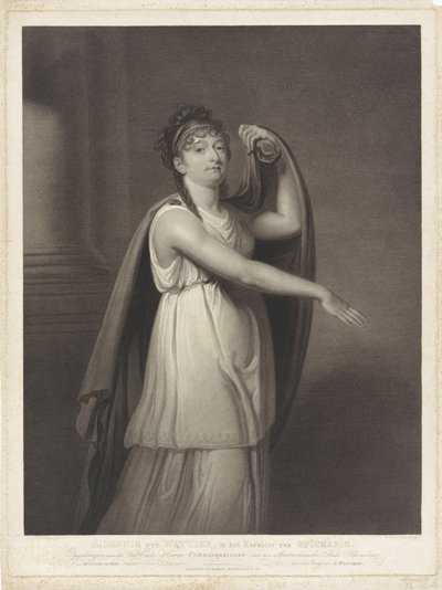 Johanna Cornelia Ziesenis-Wattierin muotokuva Ziesenis s. Wattier, Epichariksen hahmossa (otsikko esineessä) tekijältä Willem van Senus
