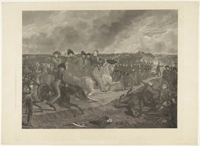 Orangen prinssi Quatre-Brasin taistelussa, 1815 tekijältä Willem van Senus