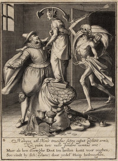 Kuolema nuolen kanssa, joka lyö miehen alas, 1609 tekijältä Willem van Swanenburgh