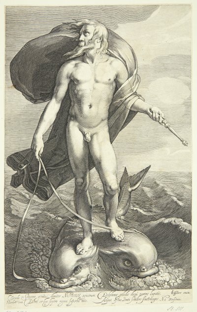 Neptunus ratsastaa kahdella delfiinillä tekijältä Willem van Swanenburgh
