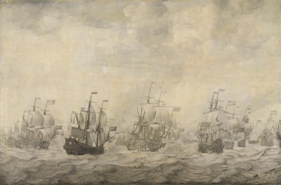 Jakso Neljän päivän taistelusta, 11.-14. kesäkuuta 1666, toisesta Englannin-Hollannin sodasta, 1665-67 tekijältä Willem van de Velde (I)