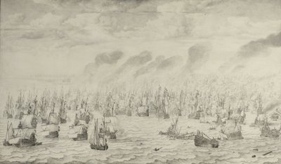 Terheiden taistelu Terheiden taistelu, 10. elokuuta 1653: jakso ensimmäisestä Englannin ja Hollannin sodasta (1652-54) tekijältä Willem van de Velde (I)