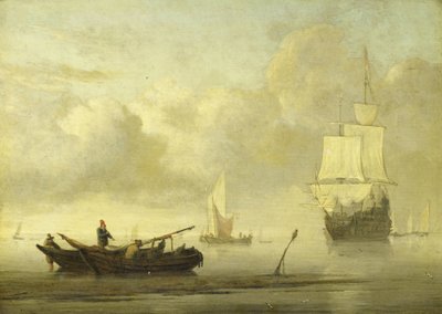 Laivat lähellä rannikkoa hiljaisena tekijältä Willem van de Velde (II)
