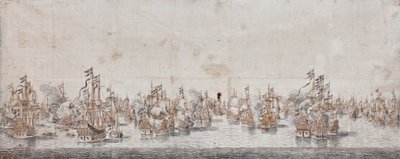 Fehmarnin taistelu, n. 1650 (muste ja pesu paperille) tekijältä Willem van de Velde