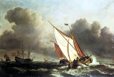 Hollannin merenkulku merellä nousevassa myrskyssä tekijältä Willem van de Velde