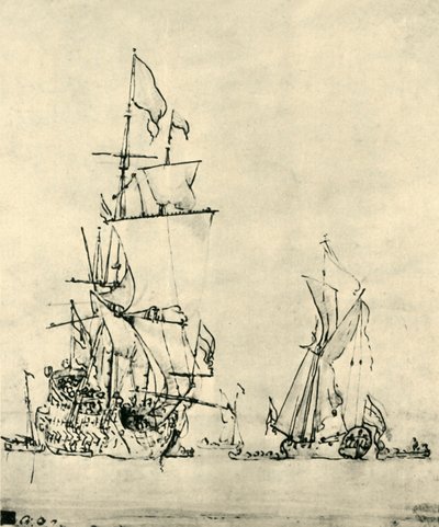 Laivat merellä, 1600-luvun puoliväli, loppu, 1943. tekijältä Willem van de Velde the Younger