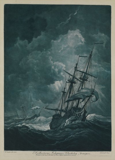 Laiva myrskyssä ajelehtii tekijältä Willem van de the Elder Velde
