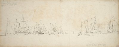 De Ruyter Trompin laivastoon liittyminen Pohjanmerellä 8.-18. elokuuta 1665. tekijältä Willem van de the Elder Velde