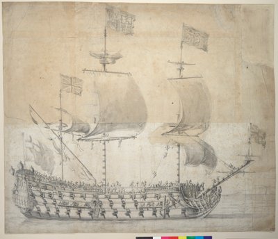 HMS Britannia (piirustus) tekijältä Willem van de the Elder Velde