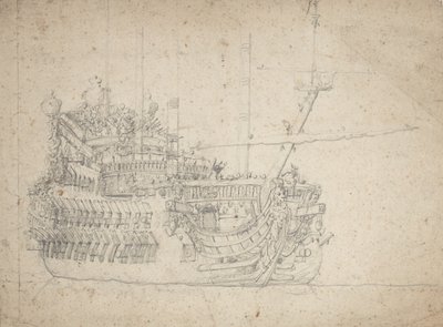 Ranskalaisen kaksikerroksisen aluksen muotokuva tekijältä Willem van de the Elder Velde