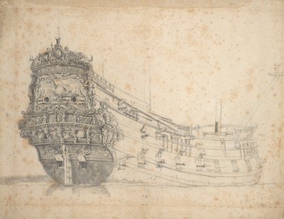 Fazantin muotokuva, noin 1655 (grafiitti, harmaa pesu). tekijältä Willem van de the Elder Velde