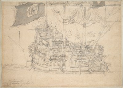 Muotokuva "Zeelandia", noin 1659 (grafiitti, harmaa pesu). tekijältä Willem van de the Elder Velde