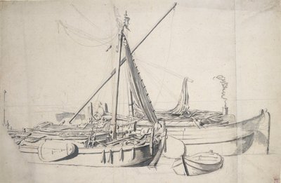 Tutkimus vierekkäin makaavasta padonlohkareesta ja smalssilohkareesta, noin 1665 (grafiitti, harmaa pesu). tekijältä Willem van de the Elder Velde