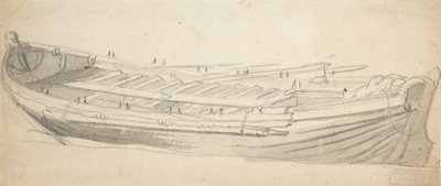 Tutkimus laivan proomusta, noin 1665 (grafiitti, harmaa pesu). tekijältä Willem van de the Elder Velde