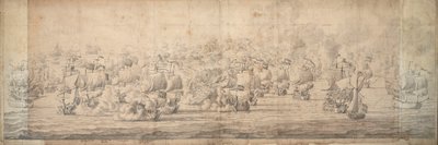 Lowestoftin taistelu, 3.-13. kesäkuuta 1665, noin 1674 (grafiitti, muste). tekijältä Willem van de the Elder Velde