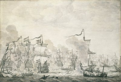 The Battle of The Sound, 29. lokakuuta - 8. marraskuuta 1658, noin 1660 (öljymaalaus). tekijältä Willem van de the Elder Velde
