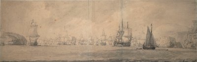 Hollantilaiset intialaisalukset purjehtimassa kohti Bok op Raaa (Bjaelkero), 25. elokuuta-4. syyskuuta 1665. tekijältä Willem van de the Elder Velde
