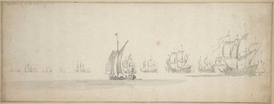 Alankomaiden laivasto matkalla Skotlannin rannikolle tekijältä Willem van de the Elder Velde