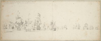 Frieslandin laivue makaa Skotlannin rannikon edustalla. tekijältä Willem van de the Elder Velde