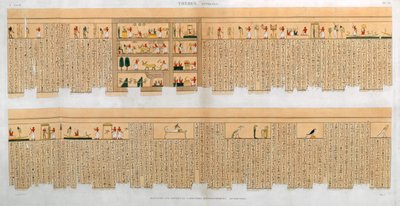 Kuvituksia käsikirjoituksesta, jossa on hieroglyfit, haudasta Thebassa, Egyptissä, 1822 tekijältä Willemin