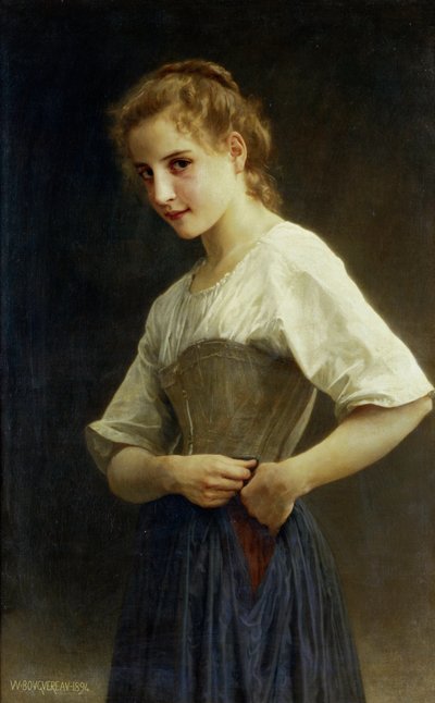 Päivän alussa (maalaiselämää: nuori maalaistyttö pukeutumassa). William-Adolphe Bouguereaun (William Adolphe Bouguereau) maalaus. tekijältä William-Adolphe Bouguereau