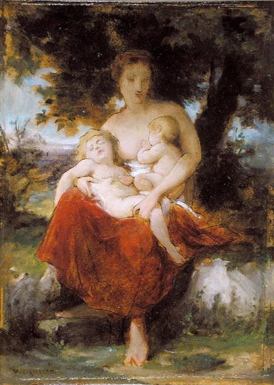 Luonnos hyväntekeväisyyteen (öljy paperille asetettu paneeliin) tekijältä William Adolphe Bouguereau