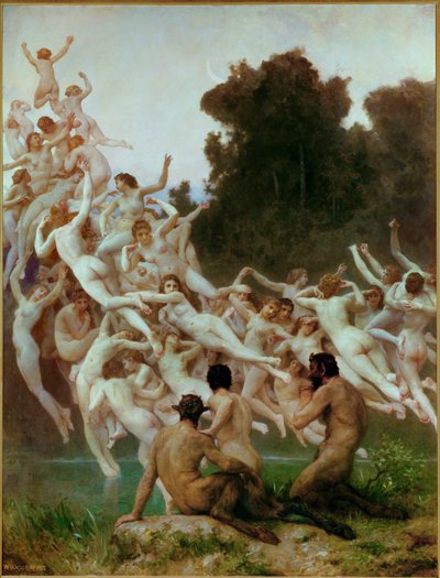Oreads - metsän nymfit (maalaus puulle) tekijältä William-Adolphe Bouguereau